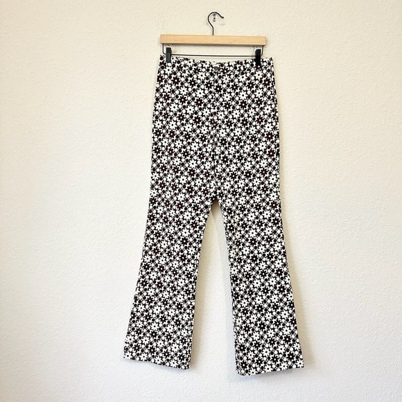 NWT MOTEL ROCKS Zoven Flare Trouser in Patchwork Daisy Brown - Picture 1 of 13